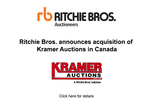Ritchie Bros. announces acquisition of Kramer Auctions in Canada